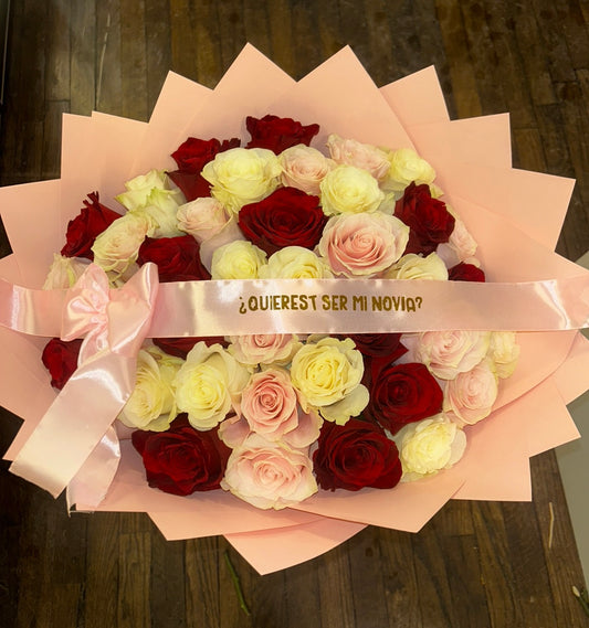 50 Mixed Roses with Banner