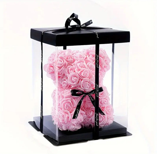 Pink Rose Teddy Gift Box – 20×10 cm